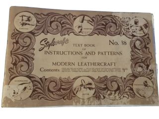 Vtg Stylecraft Text Book 38 Patterns For Modern Leathercraft Plus 12 Doodle Pg