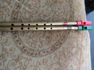 Vintage 2x Flutes Tin Whistle Key D Irish & British Made Generation Key Of D