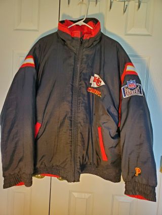 Vtg 1990s Pro Player Kansas City Chiefs Reversable Jacket Coat Xxl Winter