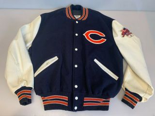 Vtg Nfl Chicago Bears Bowl Xx Champs Delong Letterman Jacket Made In Usa
