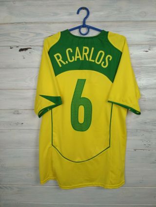 Carlos Brazil Brasil Jersey 2004/06 Home Medium Shirt Mens Camiseta Soccer Nike