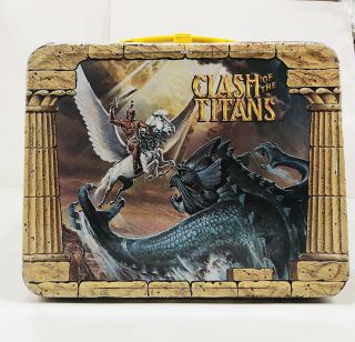 Vintage Clash Of The Titans 1980 Lunchbox Thermos Harry Hamlin Laurence Olivier