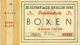 Olympic Games Berlin 1936 Boxing Ticket Olympiad