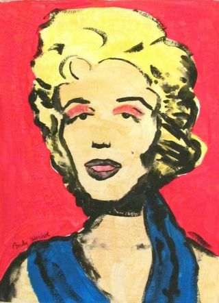 Vintage Abstract Acrylic On Canvas Signed Andy Warhol Modern Art 20th Century