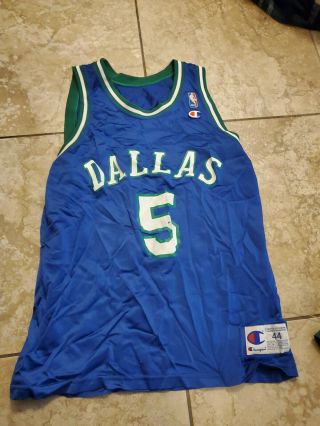 Vintage Champion Nba Dallas Mavericks Jason Kidd Jersey Size 44