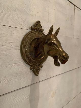 Rare Vintage Brass Horse Head Wall Mount Farm Barn Decor