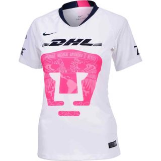 Nike Unam Pumas Season 2018 - 2019 Womens Soccer Home Jersey White Pink