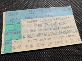 Wwf Wwe Ticket Stub: King Of The Ring " Off With Their Heads " 1998 Pittsburgh