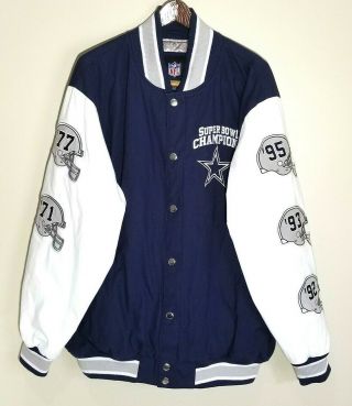 Nfl Dallas Cowboys Bowl Champions Jacket Xxl Embroidered Arm Patches