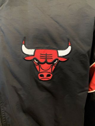 Vintage Chicago Bulls Starter Jacket Men’s Size L Black/Red Windbreaker 3