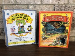 Tony Sarg’s Treasure Book Box Rip Van Winkle - Alice - Treasure Island Vintage 1942