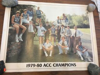 1979 - 80 Duke University Basketball Acc Champions Poster 18x24