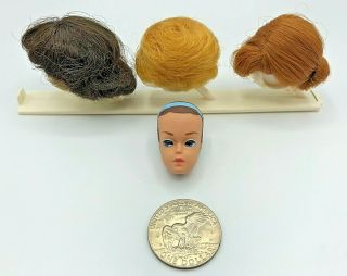 Vintage 1963 - 1965 Mattel 2598 Barbie Fashion Queen Head W/ (3) Wigs & Stand