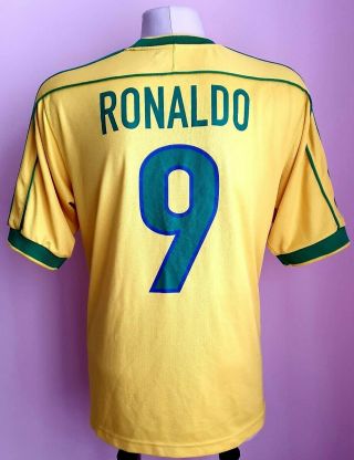 Brazil 1998 - 2000 Home Football Shirt 9 Ronaldo