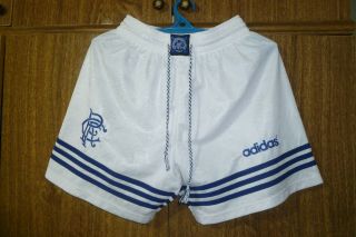 Glasgow Rangers Fc Adidas Football Shorts Home 1994/1995/1996 White Men Size 34