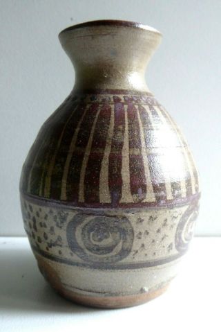 Vintage Australian Studio Pottery Vase Hand Painted Signed Jbt 82