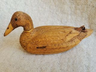 Vintage Hand Carved Mini Wooden Duck Decoy 8” Signed 1985 John Jack Wood Rare