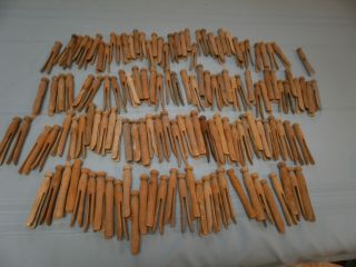 140 Vintage Wooden Round Head/flat Top Clothes Pins Weathered - Craft