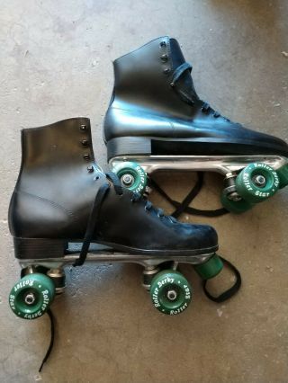 Vintage Roller Derby Skates Roller Star Mens Size 12 Black With Green Wheels
