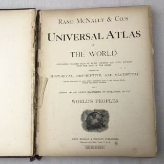 Antique 1892 The Rand McNally Universal Atlas of the World / Maps - Distressed 3