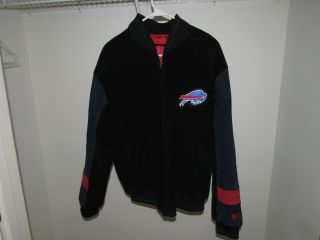 Vintage Buffalo Bills Black Leather Jacket Size Large Nfl Football