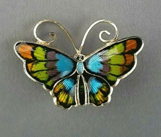 Vintage Sterling Silver David Andersen Enamel Butterfly Pin Brooch 1 - 1/4 " Wide