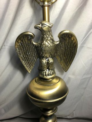 Vtg Mcm Brass Patriotic Usa American Eagle Liberty Bell Table Light Lamp 22”