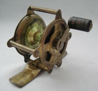 Antique Small Hendryx Brass Fishing Reel Pat.  Dates 1876 & 1888 -