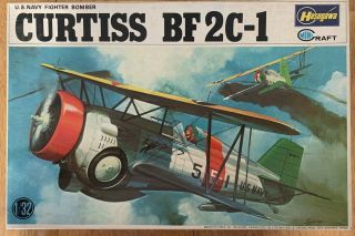 Hasegawa Curtiss Bf2c - 1 U.  S.  Navy Fighter Bomber - 1/32 Scale - Vintage 1971 Kit