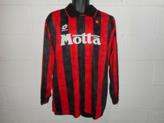 Vintage 90s Lotto Ac Milan Motta Long Sleeve Soccer Jersey Xl Made In Italy