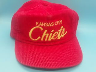 Sports Specialties Kansas City Chiefs Corduroy Hat Cord Vintage 80’s Script