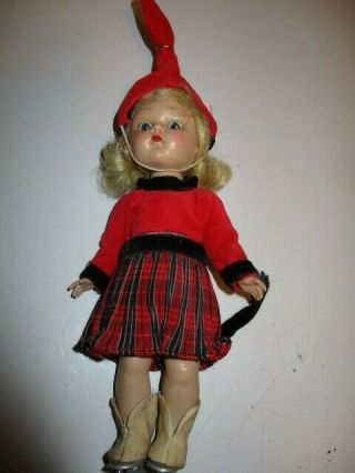 Vintage Vogue Ginny Doll With Bright Red Skating Outfit Hard Plastic Doll