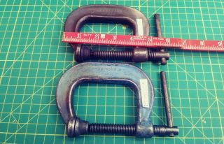2 Vintage Armstrong No.  402 — 2” Jaw Drop Forged Heavy Duty C - Clamps