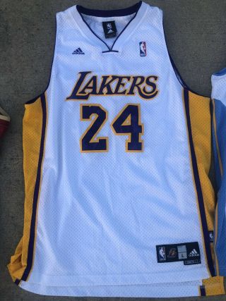 Kobe Bryant 24 Adidas Los Angeles Lakers Alternate White Jersey (l,  2 Length)