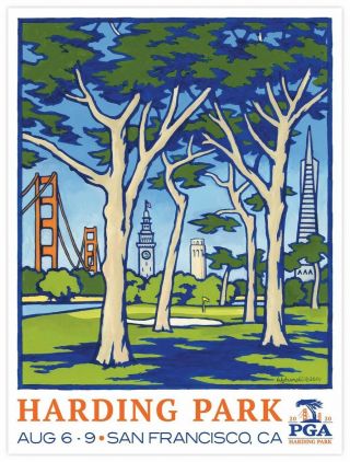 2020 Pga Championship Harding Park Golf Poster (18 X 24 Inches) - Signed