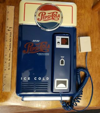 Vintage Pepsi Cola Pop Bottle Machine,  Touch Tone Phone,  Wall Telephone.