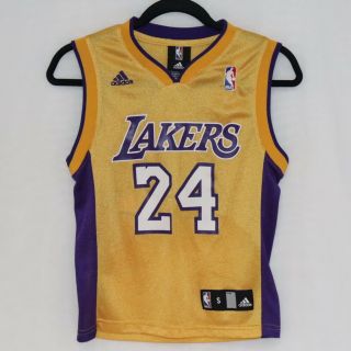 Kobe Bryant 24 Los Angeles Lakers Adidas Jersey Yellow Purple Kids Size S (8)