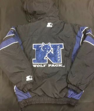 Vtg Starter Nevada Wolf Pack Ncaa Pullover Puffy Jacket Men 