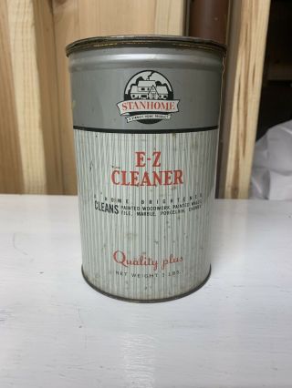 Rare Vintage 1951 Stanhome E - Z Cleaner Large Tin Can 3 Lbs.  Full