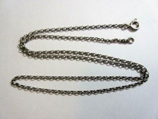Vintage Sterling Silver 20 " Long Belcher Link Necklace,  Chain - 5.  3g