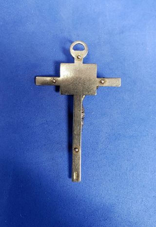 Vintage Crucifix cross pendant,  PAX,  Sterling chapel.  Rosary,  silver.  8 grams. 2