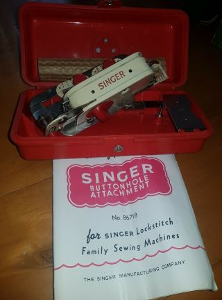 Singer Vintage Buttonhole Attachment For Sewing Machine Old 86718 Button Hole