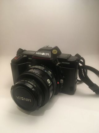 Vintage Minolta 5000 Maxxum Af 35mm Film Camera With Flash,  Sigma Lens,  And Film