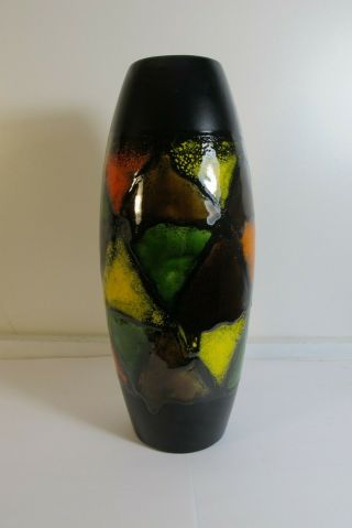 Vintage Italy Mid - Century Abstract Modern Pottery Ceramic Patch Vase 12 "