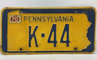 Old Barn Find Muscle Car Vintage 1970 Pennsylvania Vanity License Plate K - 44