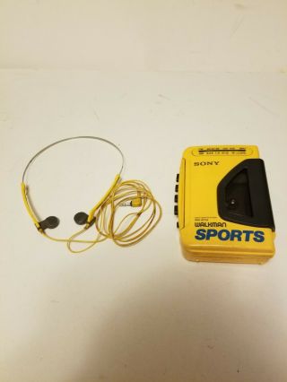 Vintage Sony Sports Walkman Am/fm Cassette Player In Yellow Wm - Af54