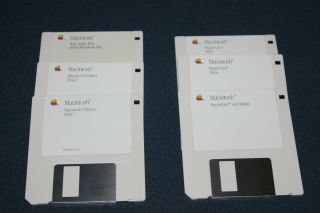 Vintage Apple Macintosh System And Hypercard Disks,  Version 6.  0.  3 For Macplus