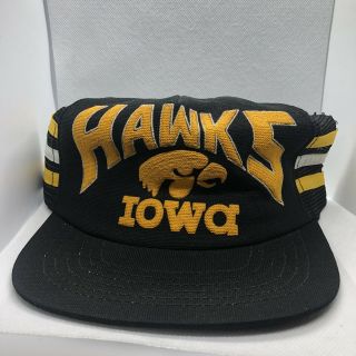 Vintage Iowa Hawkeyes Trucker Mesh Hat Snapback Hawks Black And Yellow Big Ten