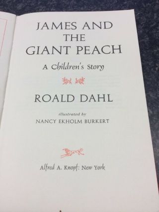 James And The Giant Peach Roald Dahl 1972 Borzoi Alfred Knopf Hardback 3