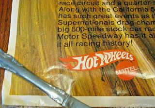 Vintage 1970 Mattel Inc.  Hot Wheels Ontario Motor Speedway California 500 Poster 3